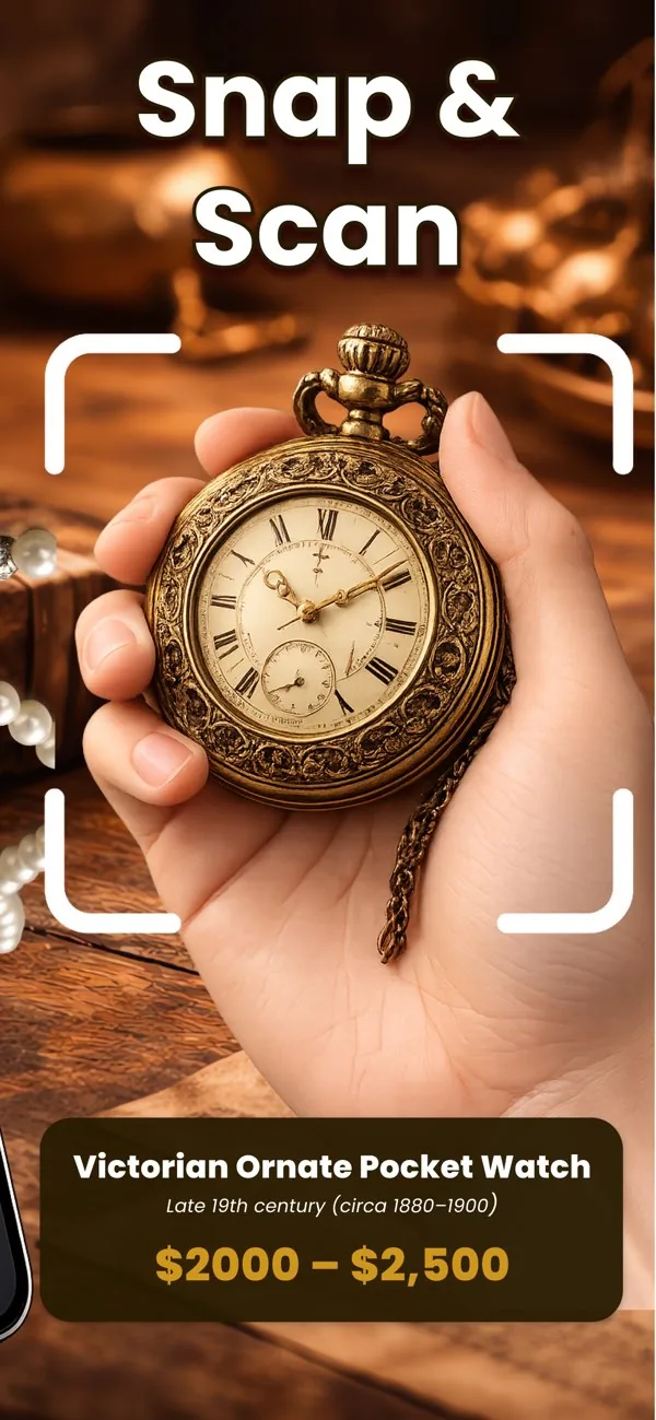 Antiv app screen showing antique details and likely era