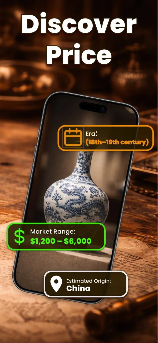 Antiv app screen showing antique value guidance